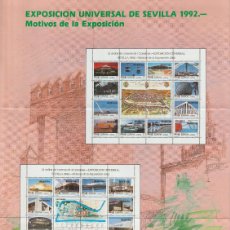 Sellos: ESPAÑA. FOLLETO-INFORMACIÓN 7/92. EDIFIL 3164/87. EXPO. UNIVERSAL SEVILLA'92. CON 2 HB NUEVAS.