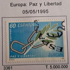 Sellos: SELLO DE ESPAÑA USADO, PAZ Y LIBERTAD, EUROPA, EDIFIL 3361, AÑO 1995.