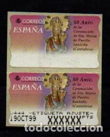 Stamps: ESPA&Ntilde;A SPAIN ATM ETIQUETA AJUSTE Y BLANCA RELIGION VIRGEN DEL PUERTO SANTO&Ntilde;A CANTABRIA
