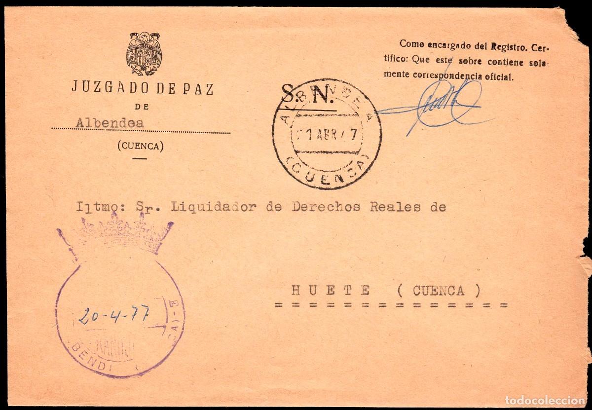 Sellos: Cuenca - Sobre Mat &rdquo;Albendea 21/4/77&rdquo; - Foto 1