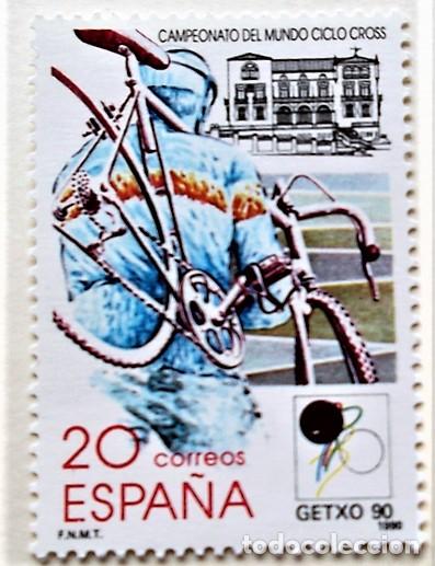 Stamps: Espa&ntilde;a. 3048 Campeonato del mundo de ciclo-cross, Getxo'90. 1990. Sellos nuevos y numeraci&oacute;n Edifil