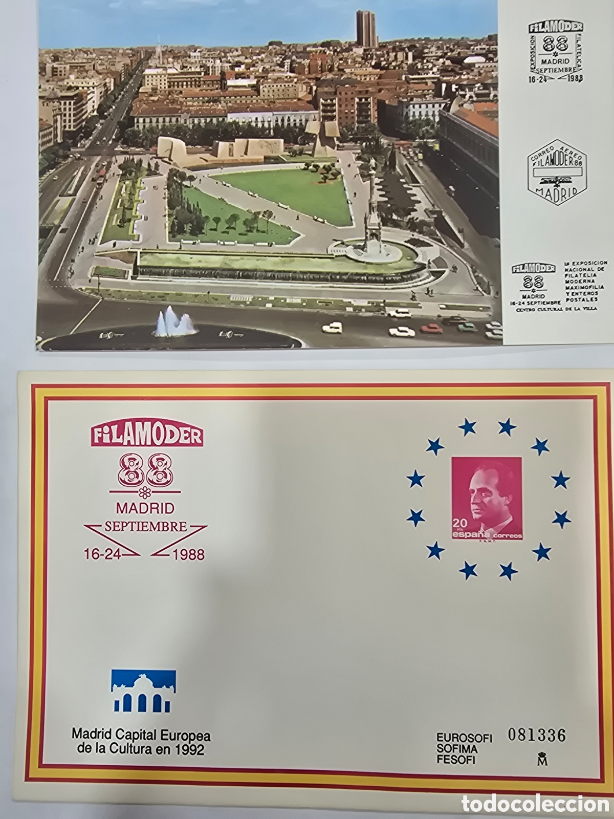Sellos: SOBRE Y TARJETA MADRID , FILAMODER 88 - Foto 1
