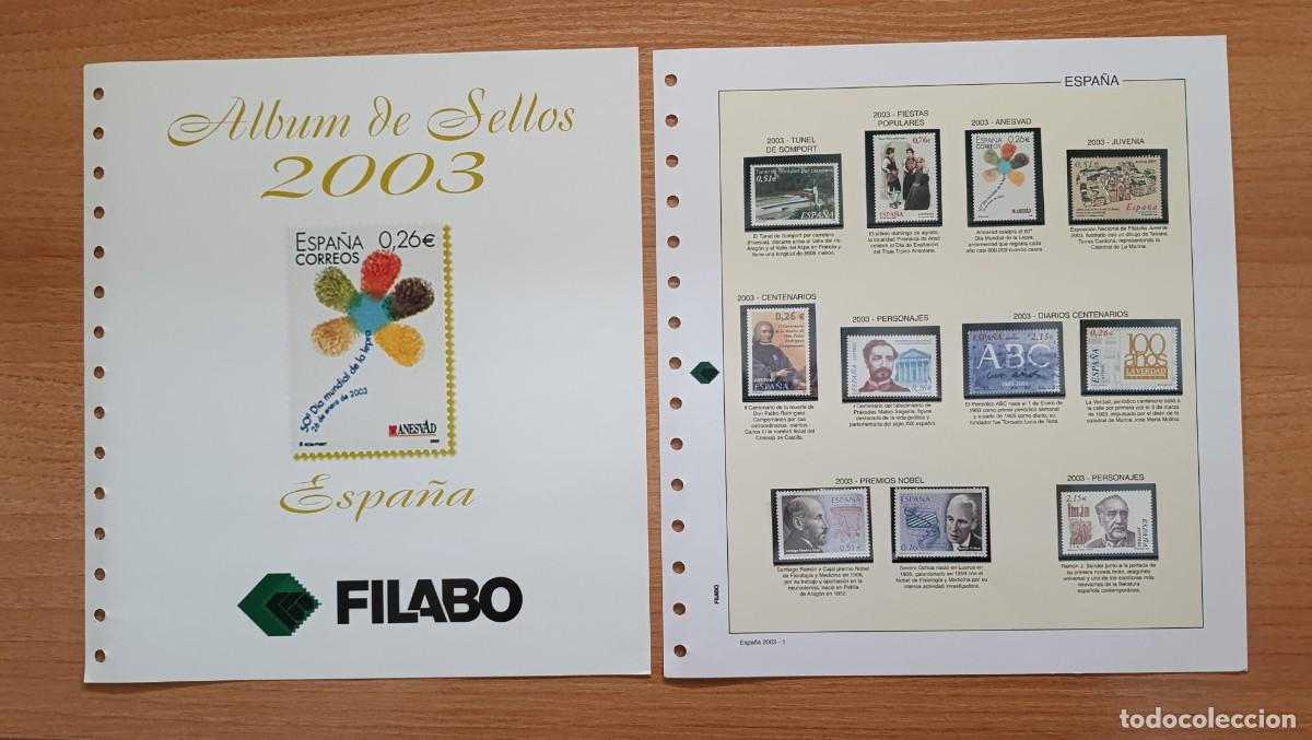 Timbres: ESPA&Ntilde;A SELLOS A&Ntilde;O 2003 COMPLETO Y PRUEBAS CON LAS HOJAS FILABO CON FILOESTUCHES