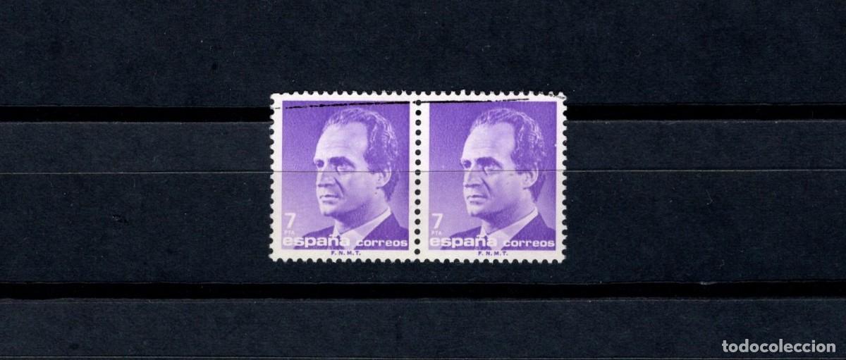 Stamps: Sello usado. B&aacute;sica Rey Juan Carlos. Sello de 7 pesetas. Bloque de 2. 16 de Julio de 1985. Edifil 27