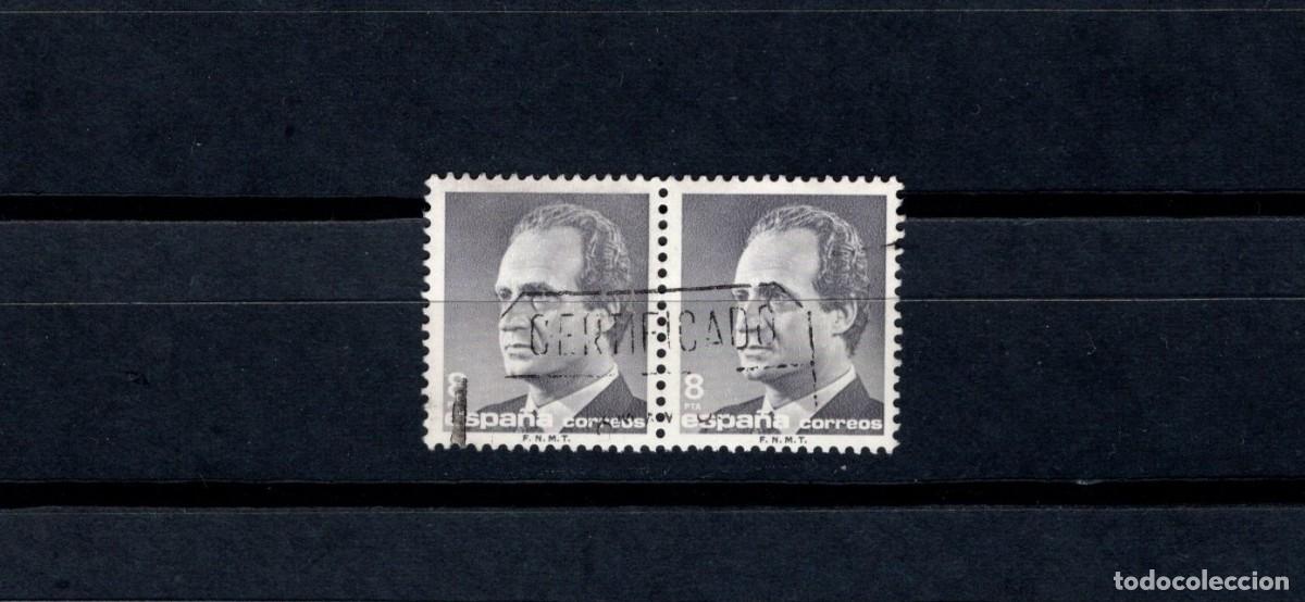 Briefmarken: S. usado. B&aacute;sica Rey Juan Carlos. Sello de 8 pesetas. Bloque de 2. 12 de Junio de 1985. Edifil 2797.