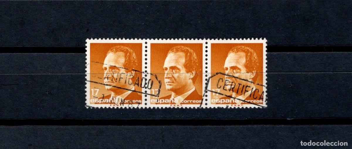 Briefmarken: S usado. B&aacute;sica Rey Juan Carlos. Sello de 17 pesetas. Bloque de 3. 16 de Julio de 1985. Edifil 2799.