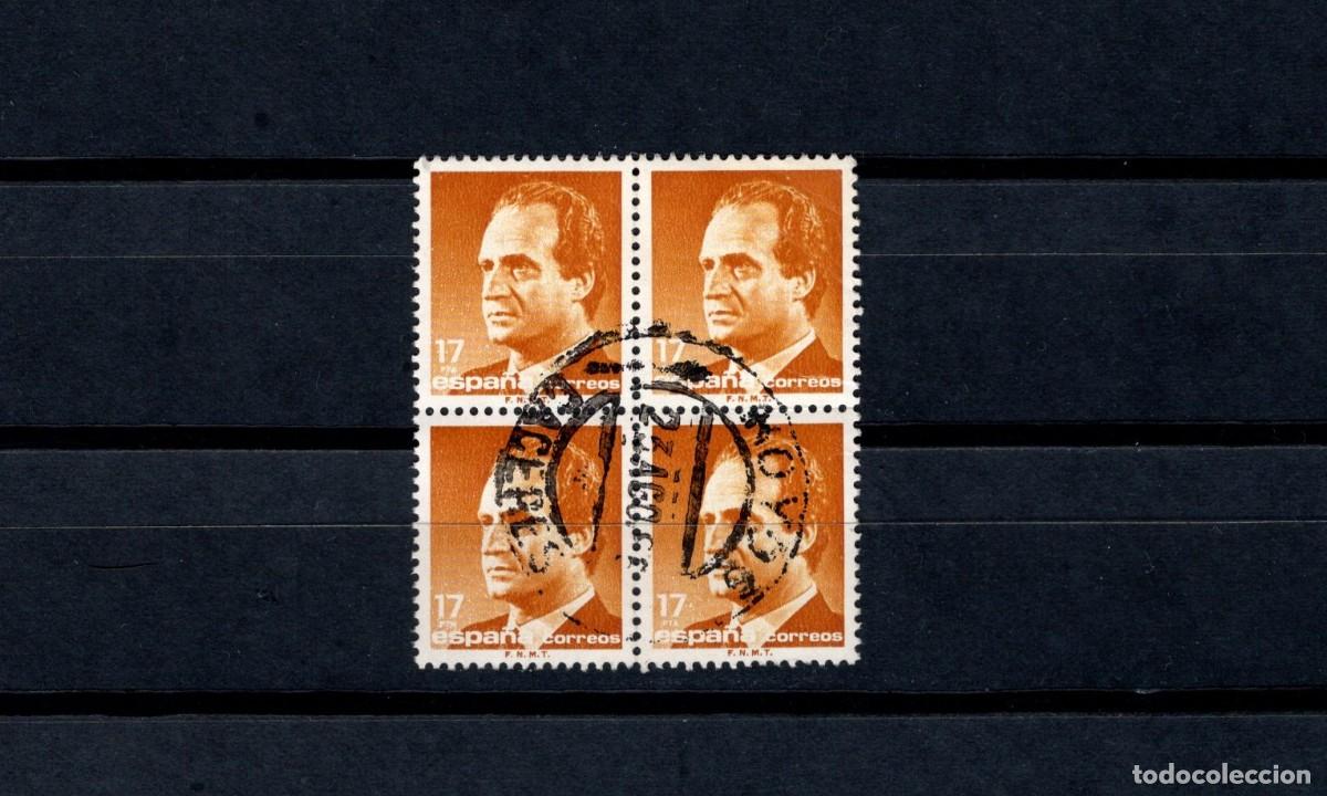 Briefmarken: S. usado. B&aacute;sica Rey Juan Carlos. Sello de 17 pesetas. Bloque de 4. 16 de Julio de 1985. Edifil 2