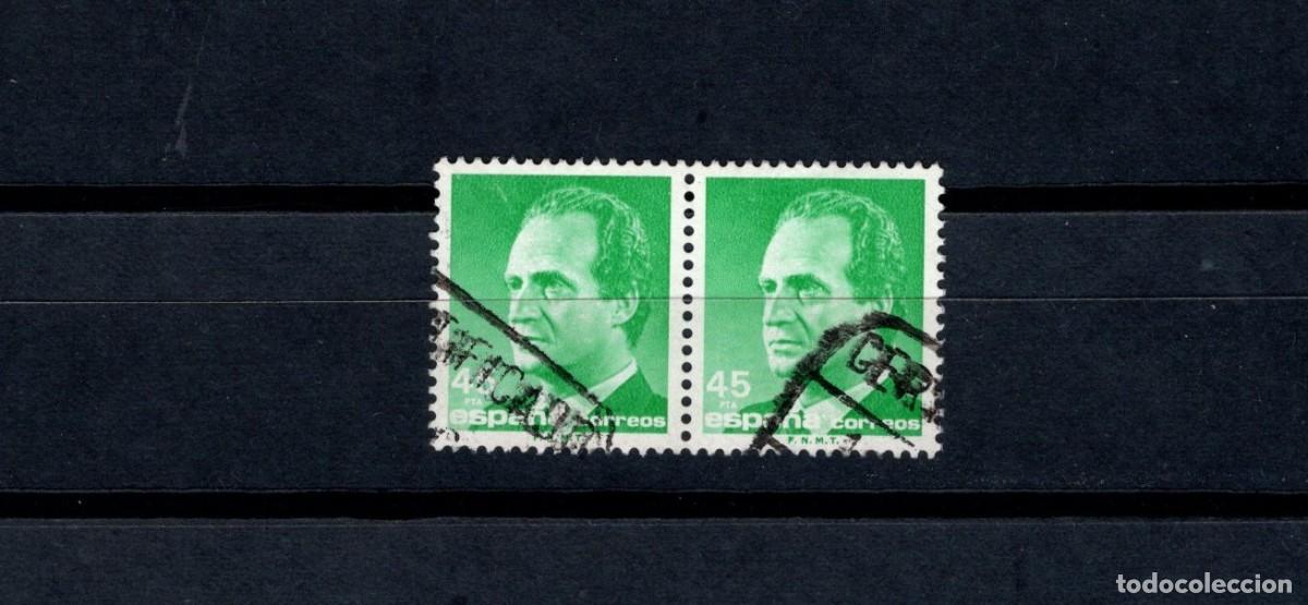 Briefmarken: Sello usado. B&aacute;sica Rey Juan Carlos. Sello de 45 pesetas. Bloque de 2. 12 agosto 1985. Edifil 2801.