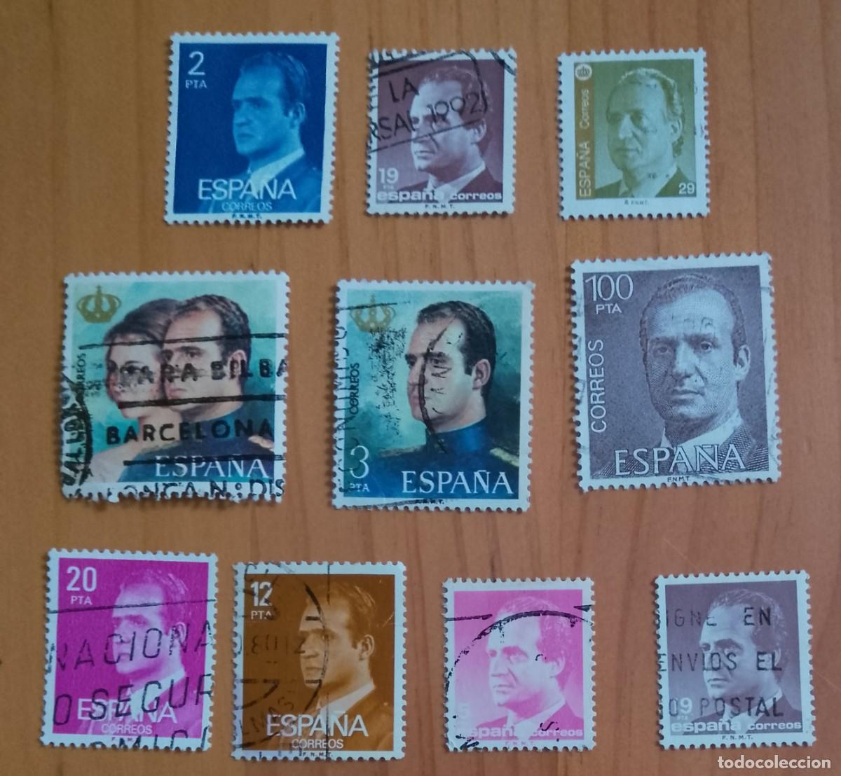 Sellos: ESP&Agrave;&Ntilde;A - MONARQUIA - LOTE 10 SELLOS DEL REY EM&Eacute;RITO, JUAN CARLOS I