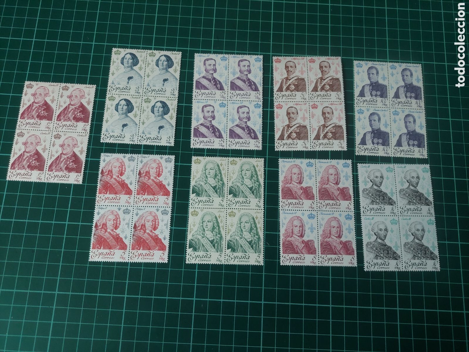 Sellos: BLOQUE CUATRO NUEVA REYES ESPA&Ntilde;A BORBONES EDIFIL 2496/2505 CORONA 1978