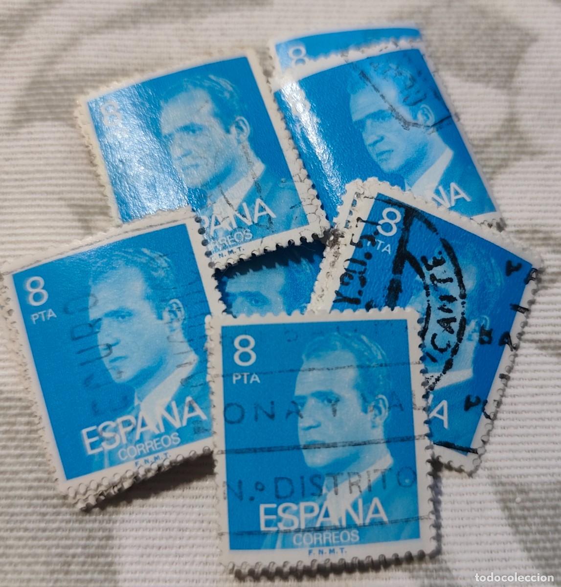 Francobolli: 50 SELLOS DE JUAN CARLOS I - 8 PESETAS PTA AZUL - USADOS