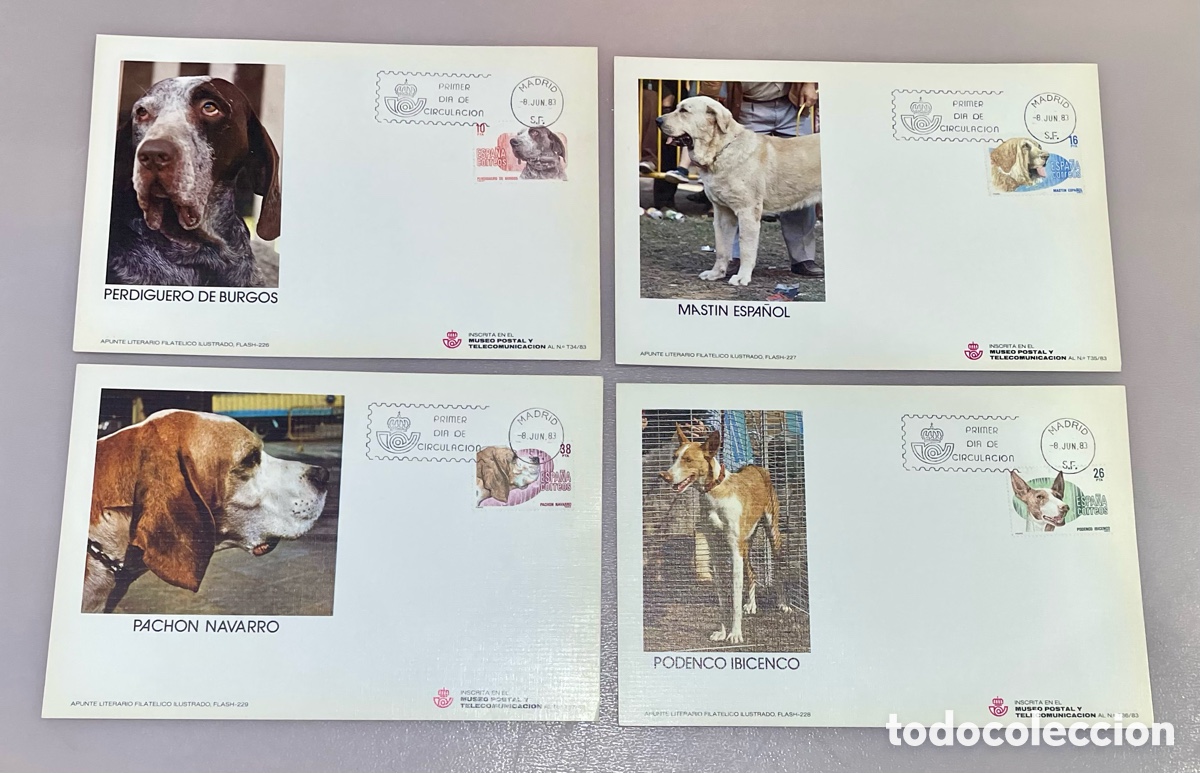 Selos: Serie Completa 4 SPD Espa&ntilde;a 1983 Perros de Raza Espa&ntilde;ola
