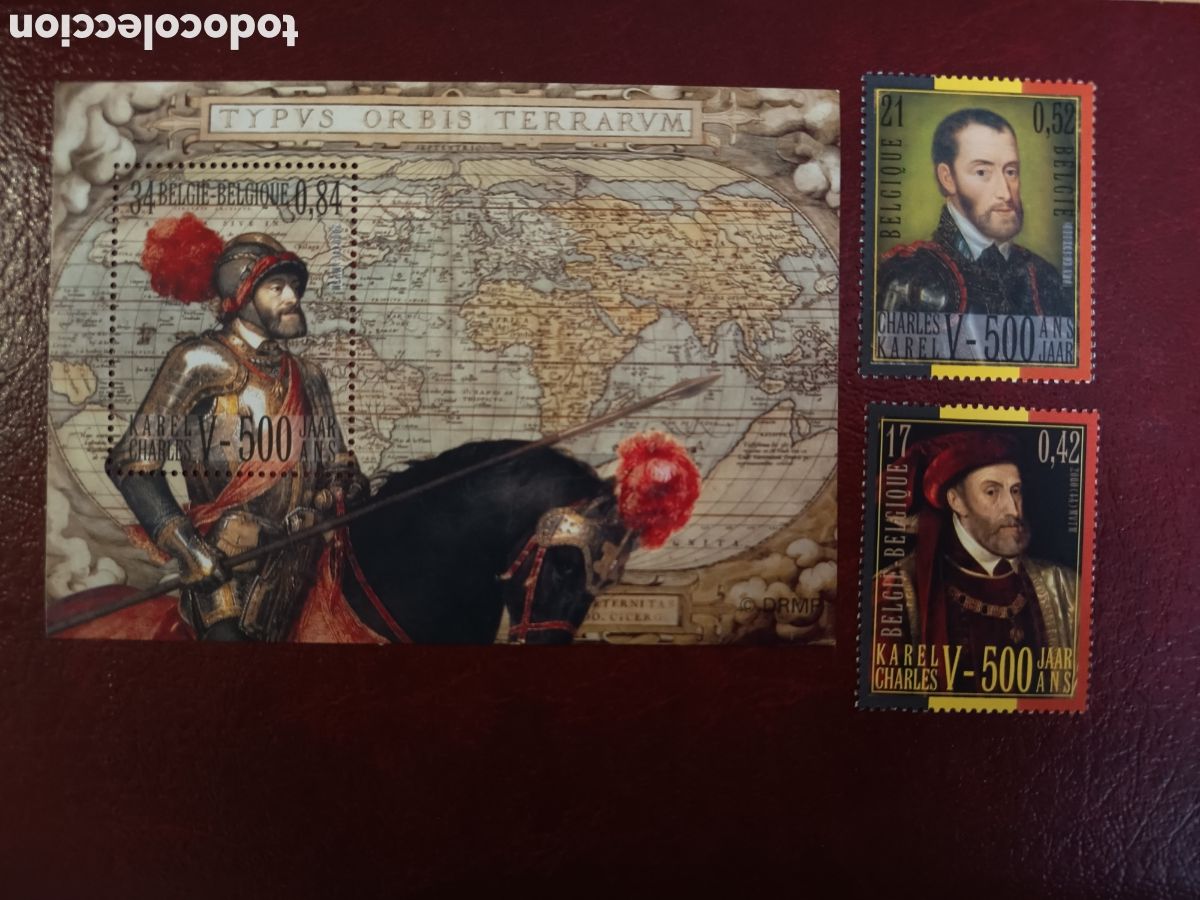 Sellos: ESPA&Ntilde;A 2000. 500 ANIVERSARIO DEL NACIMIENTO DE CARLOS V. HB Y SELLOS. EDICION CONJUNTA CON BELGICA.