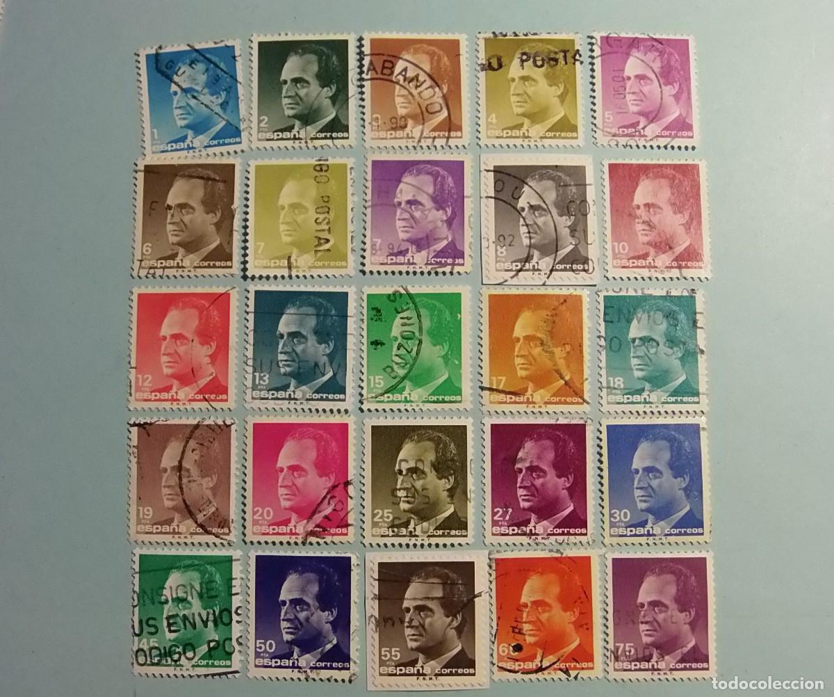 Francobolli: ESPA&Ntilde;A (1985-92) - 2&ordf; SERIE B&Aacute;SICA - JUAN CARLOS I - 25 VALORES - USADOS.