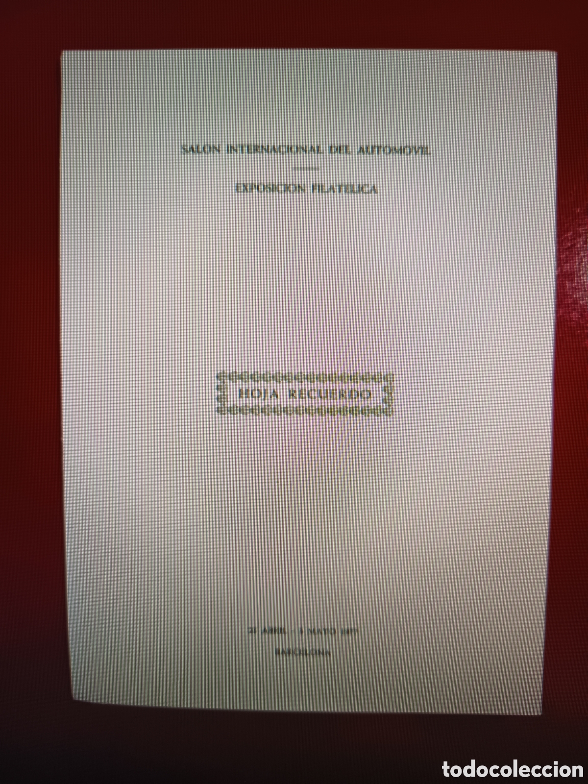 Francobolli: Hoja Recuerdo Sal&oacute;n Autom&oacute;vil 1977