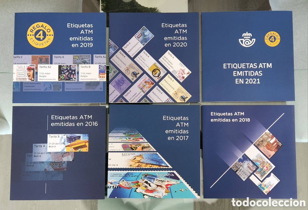 Sellos: 6 Carpetas oficial Correos ATM 2016 20172018 2019 2020 2021 Espa&ntilde;a con filoestuches ATMs ATM's SVV