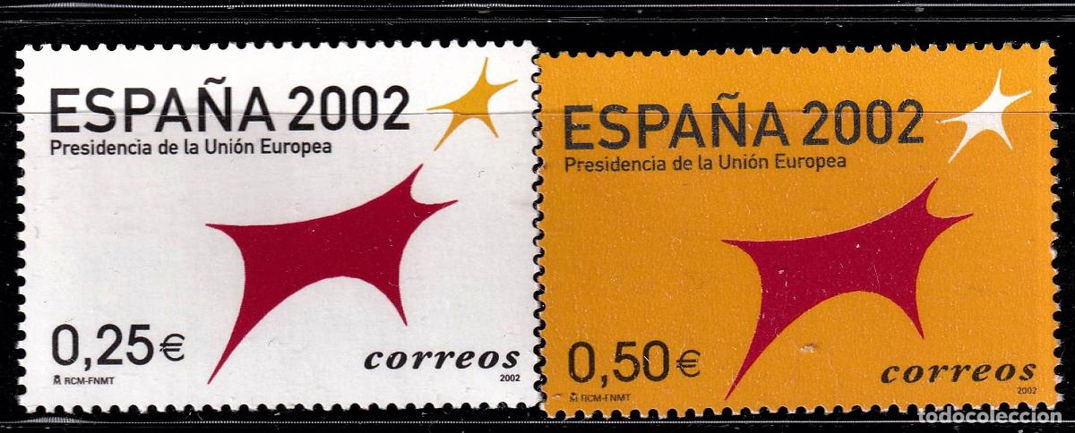 Stamps: Oferta sellos en euros a&ntilde;o 2002 edifil 3865/66 en nuevo con gran descuento sobre facial
