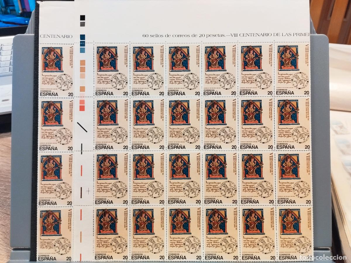 Selos: ESPA&Ntilde;A. EDIFIL 2961. VIII CENT. CORTES DE LEON. 100 SERIES EN PLIEGOS Y BLOQUES.