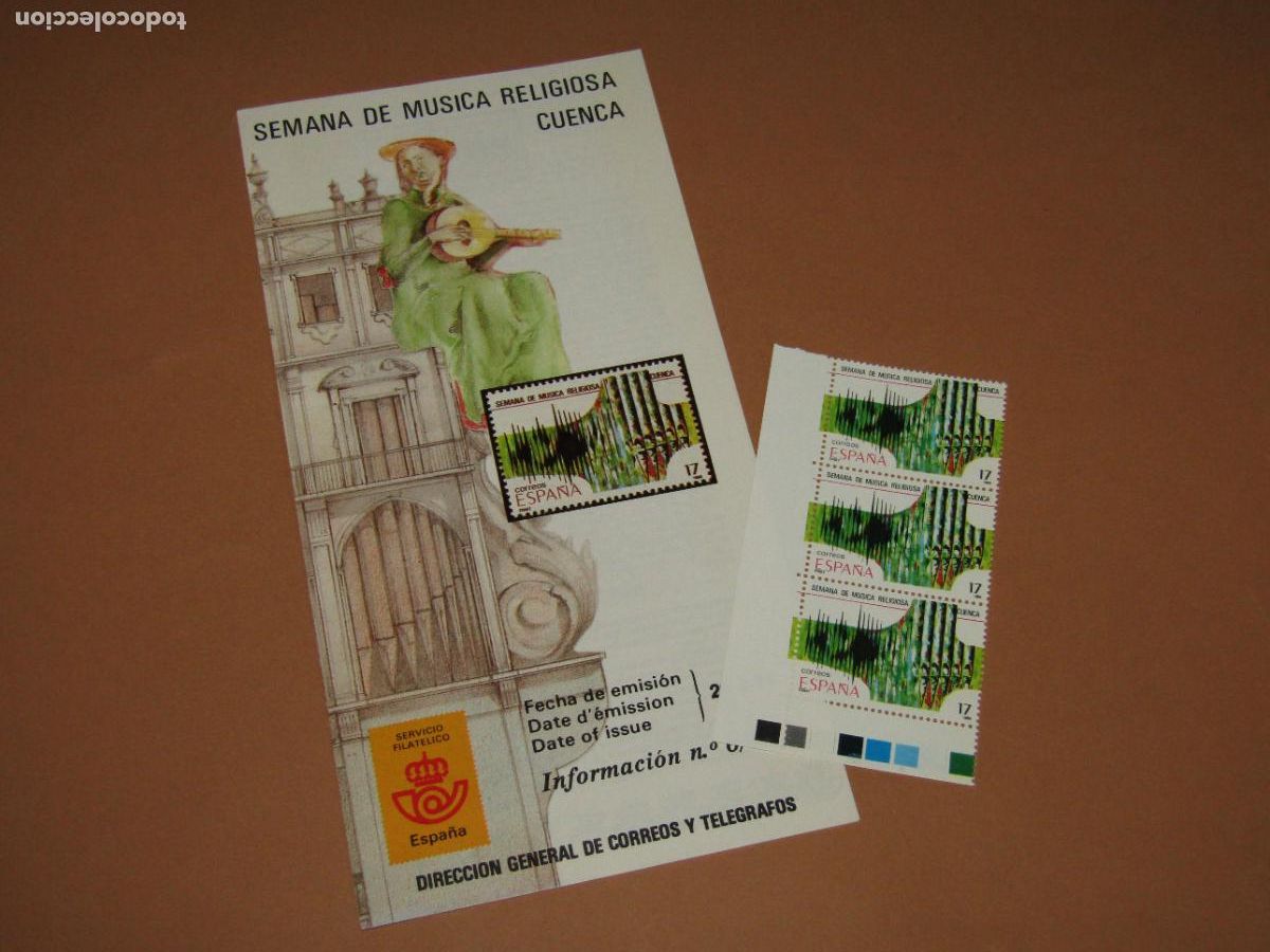Sellos: 3 Sellos Semana M&uacute;sica Religiosa de 1986 + D&iacute;ptico Informaci&oacute;n 6/86