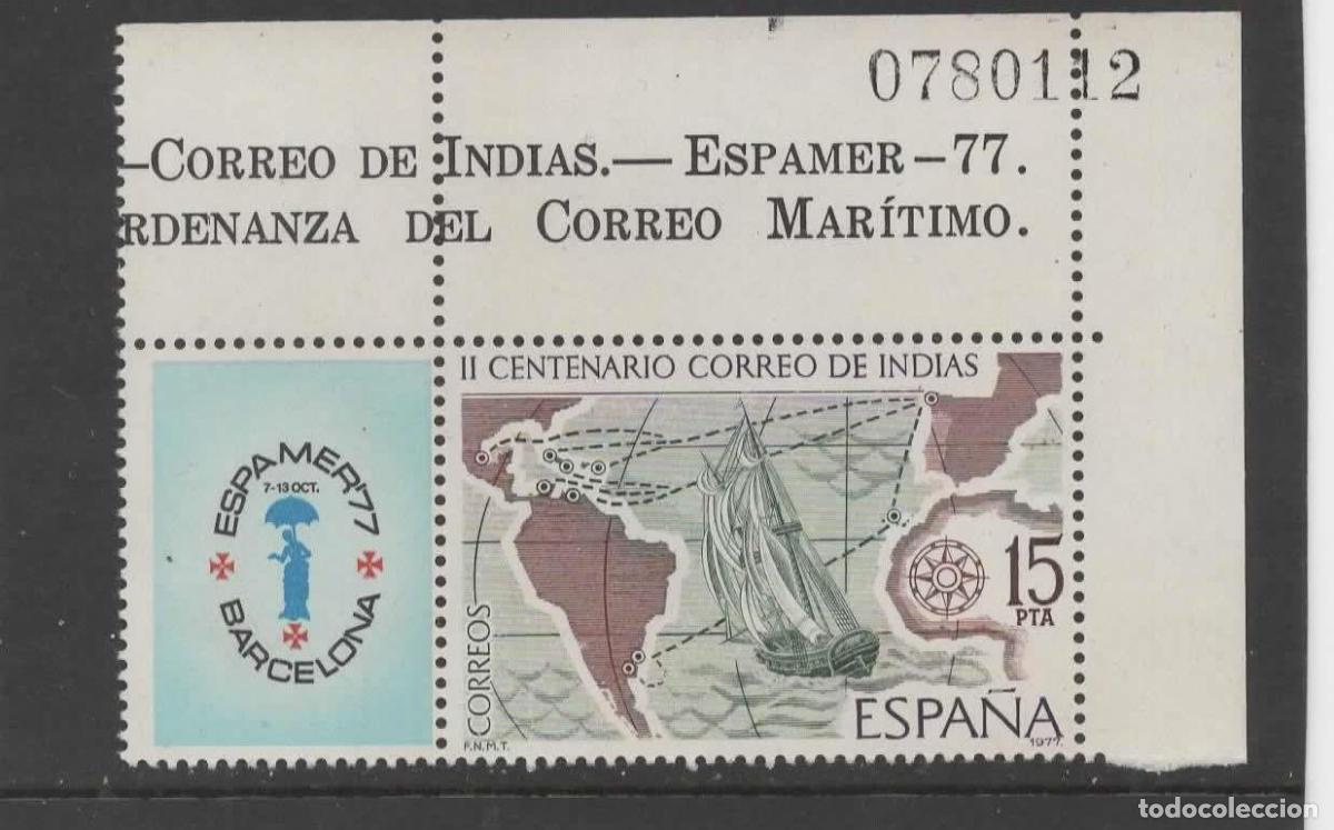 Sellos: ESPA&Ntilde;A II CENTENARIO DEL CORREO DE INDIAS ESPAMER 77 BARCO VELERO SHIP