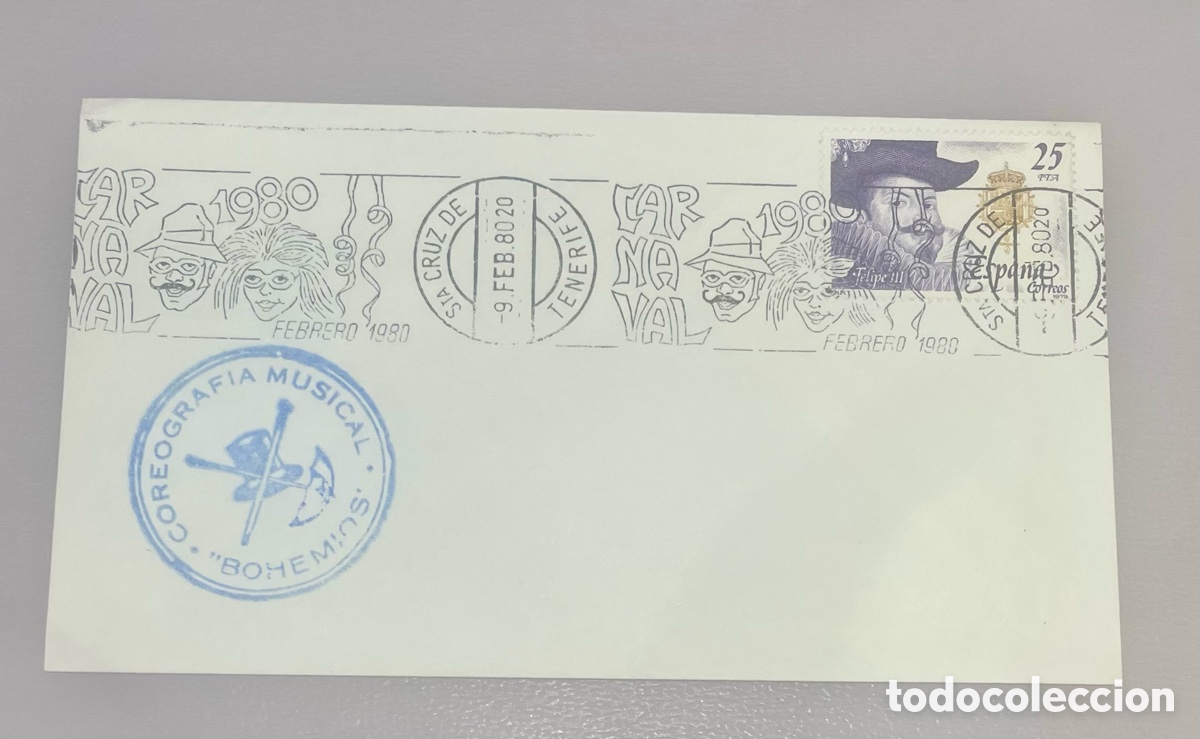 Sellos: Sobre Primer D&iacute;a Carnaval Santa Cruz de Tenerife 1980 Felipe II 25 pts