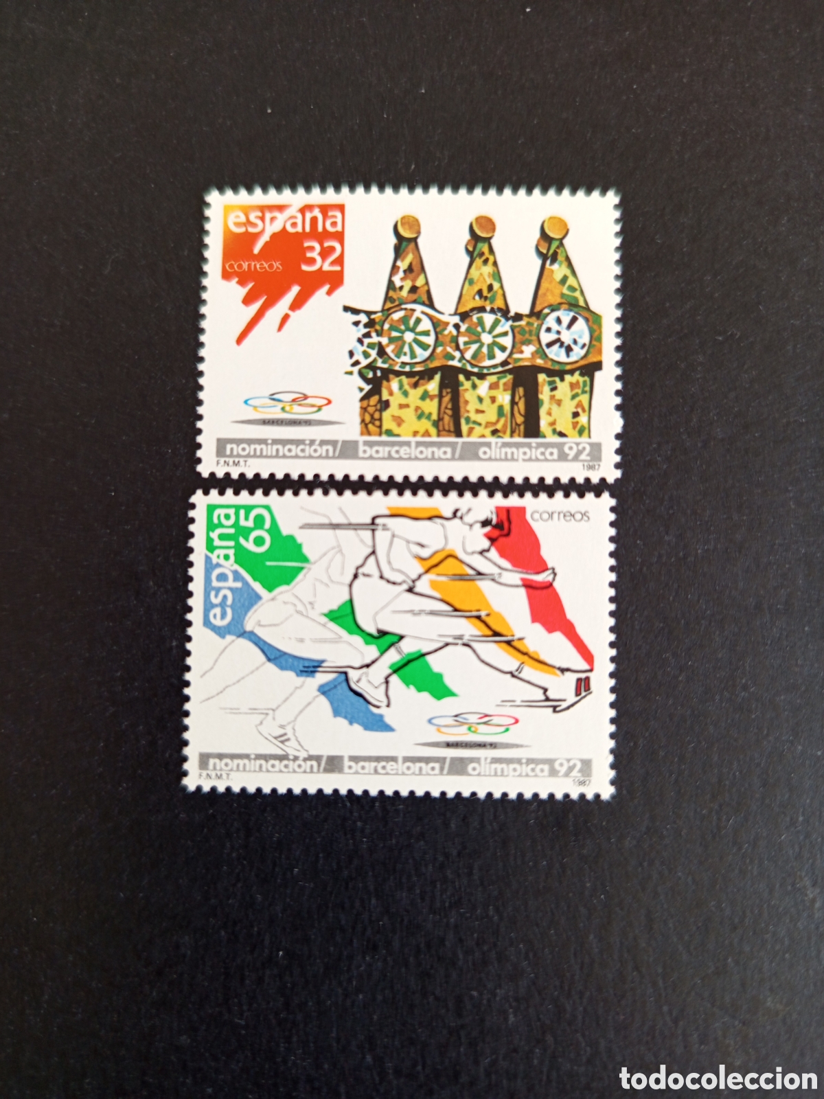 Sellos: Espa&ntilde;a, 1987. Nominaci&oacute;n Ol&iacute;mpica de Barcelona. Edifil 2908/9. Pedido m&iacute;nimo 3 &euro;. Ver fotos