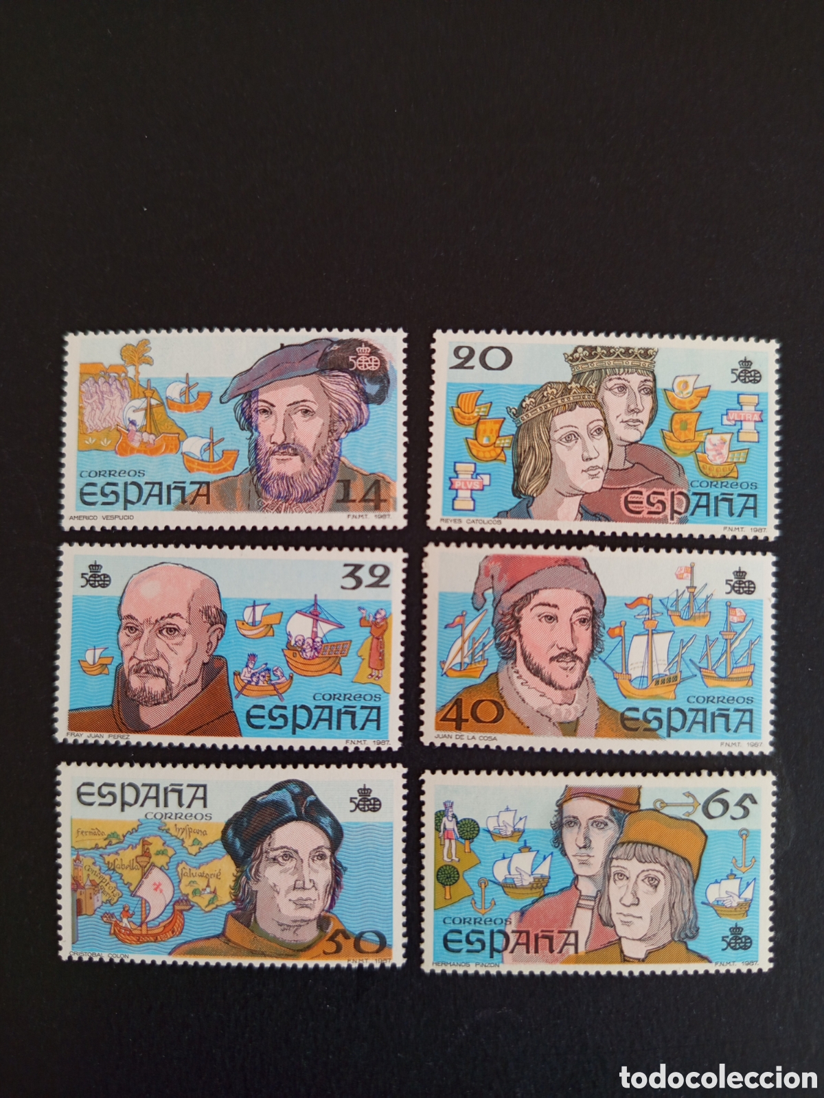 Sellos: Espa&ntilde;a, 1987. Descubrimiento de Am&eacute;rica. Edifil 2919/24. Pedido m&iacute;nimo 3 &euro;. Ver fotos