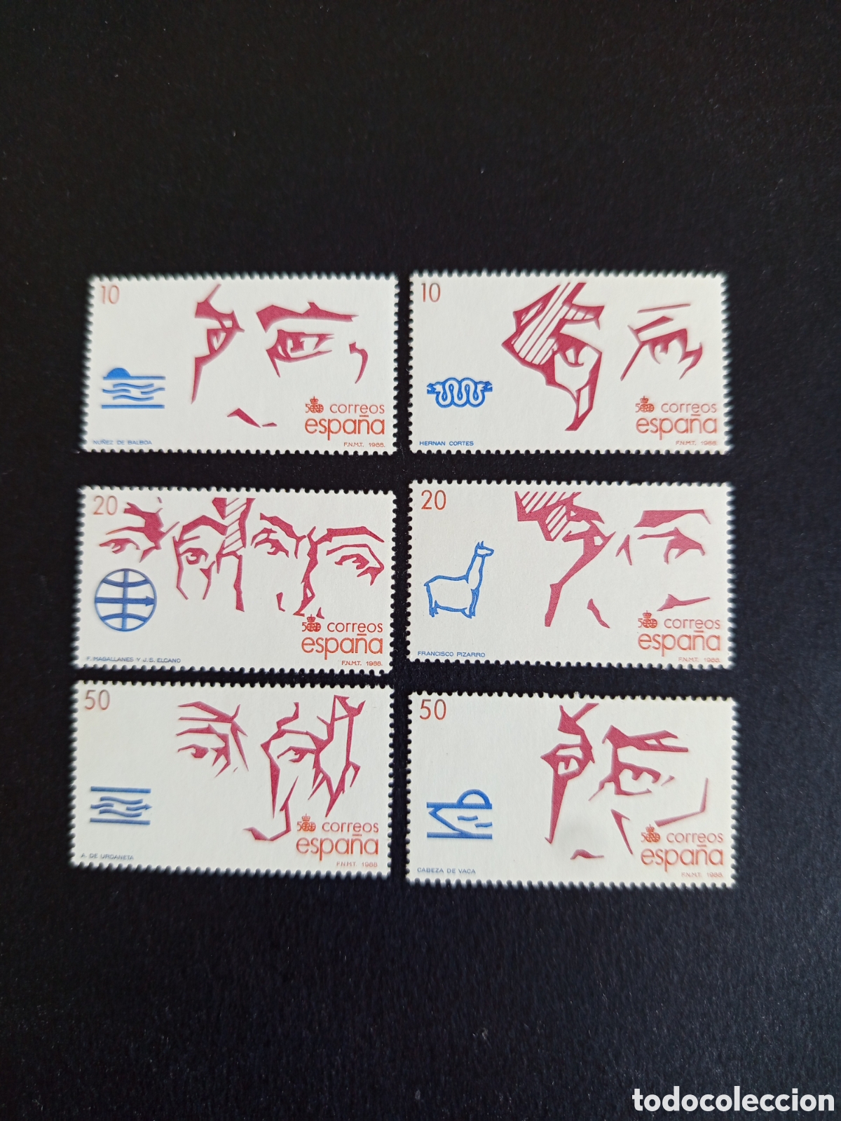 Sellos: Espa&ntilde;a, 1988. Descubrimiento de Am&eacute;rica. Edifil 2969/74. Pedido m&iacute;nimo 3 &euro;.Ver fotos. Serie completa