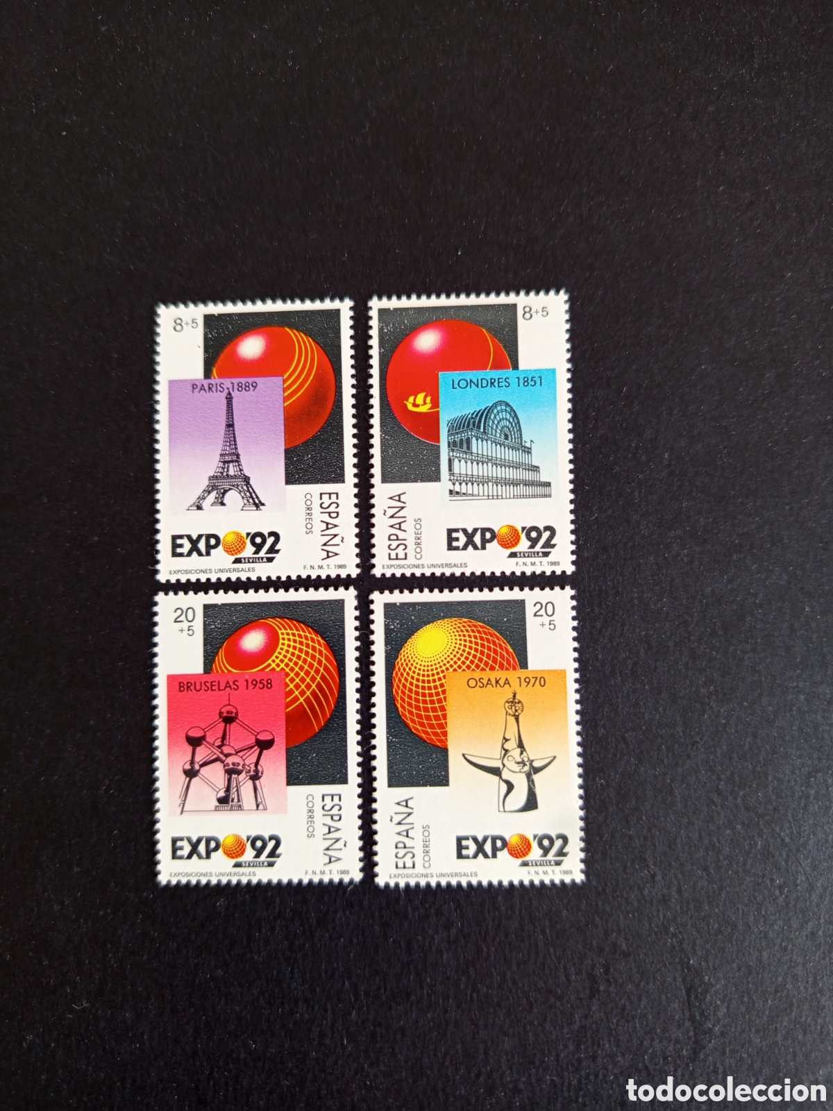 Briefmarken: Espa&ntilde;a, 1989. Exposiciones Universales. Edifil 2990/3. Pedido m&iacute;nimo 3 &euro;. Ver fotos