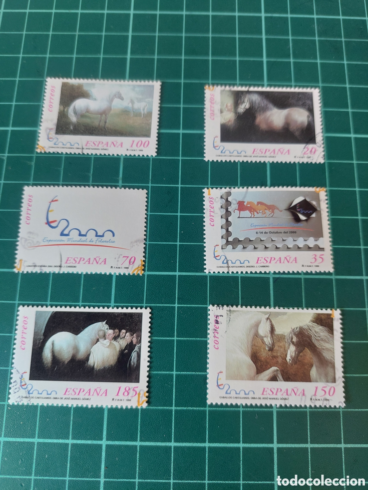 Sellos: ESPA&Ntilde;A 2000 EXPOSICI&Oacute;N FILAT&Eacute;LICA CABALLOS CARTUJANOS FAUNA EDIFIL 3679/84 USADOS LUJO ESPA&Ntilde;A 2000