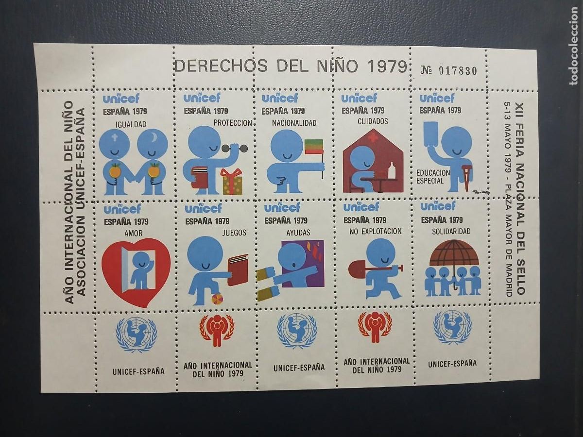 Sellos: A&Ntilde;O 1979 DERECHOS DEL NI&Ntilde;O PLIEGO VALOR CATALOGO