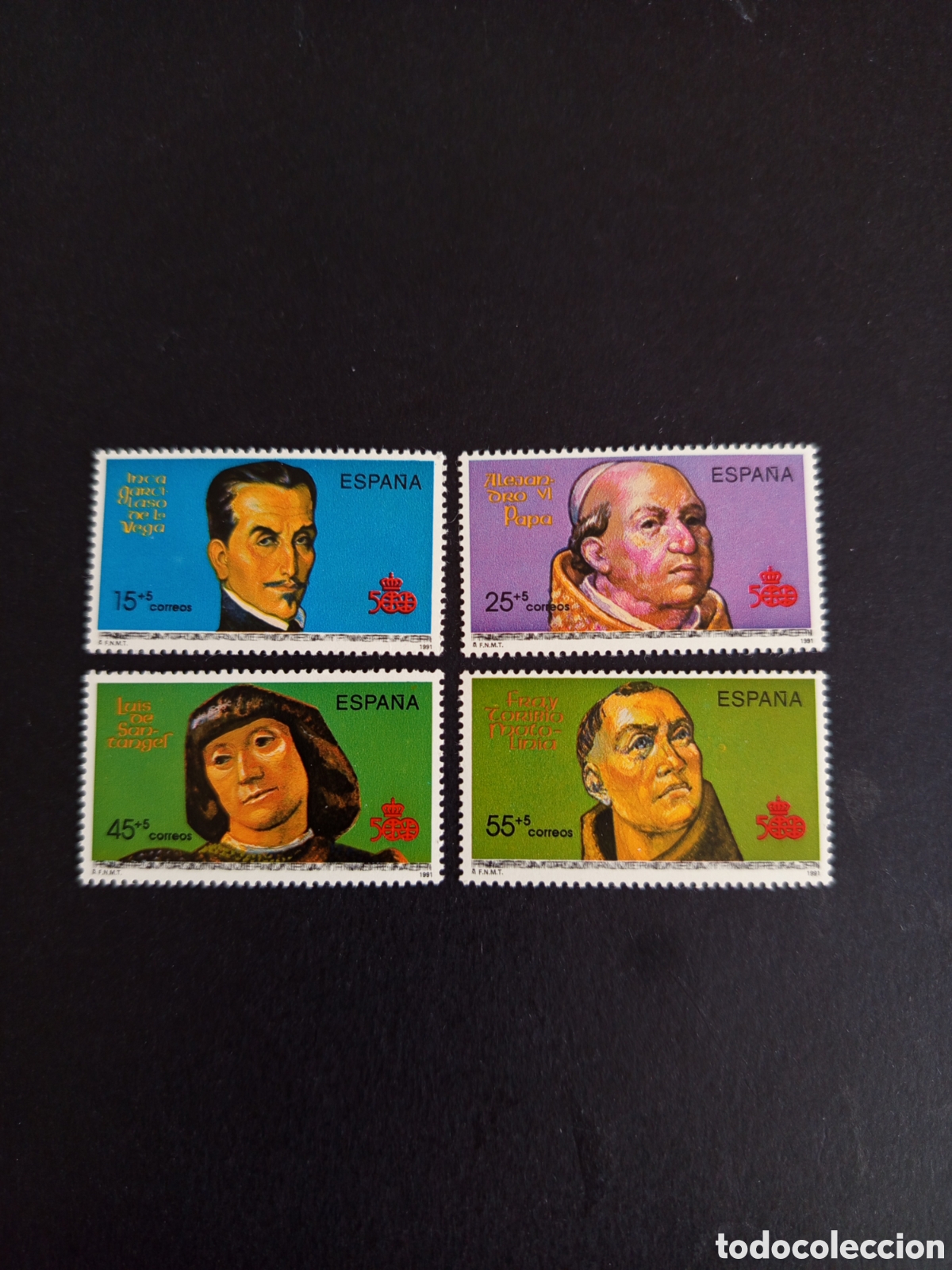 Sellos: Espa&ntilde;a, 1991. Descubrimiento de Am&eacute;rica. Edifil 3137/40. Pedido m&iacute;nimo 3 &euro;. Ver fotos.Serie completa