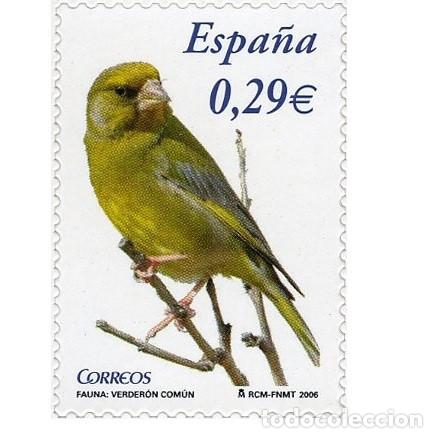 Sellos: Edifil 4215 MNH sello nuevo Espa&ntilde;a 2006 Flora y Fauna Verderon Comun