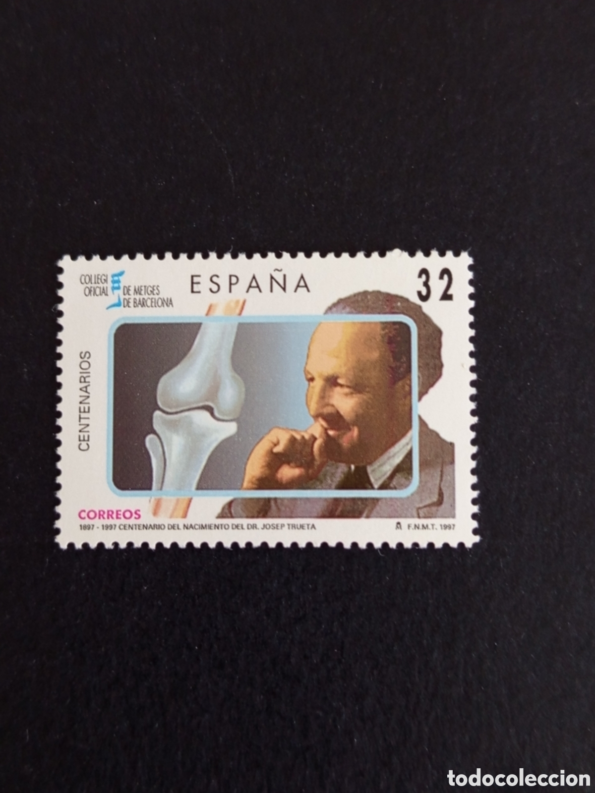 Sellos: Espa&ntilde;a, 1997. Centenario. Dr. Josep Trueta. Edifil 3481. Pedido m&iacute;nimo 3 &euro;. Ver fotos .