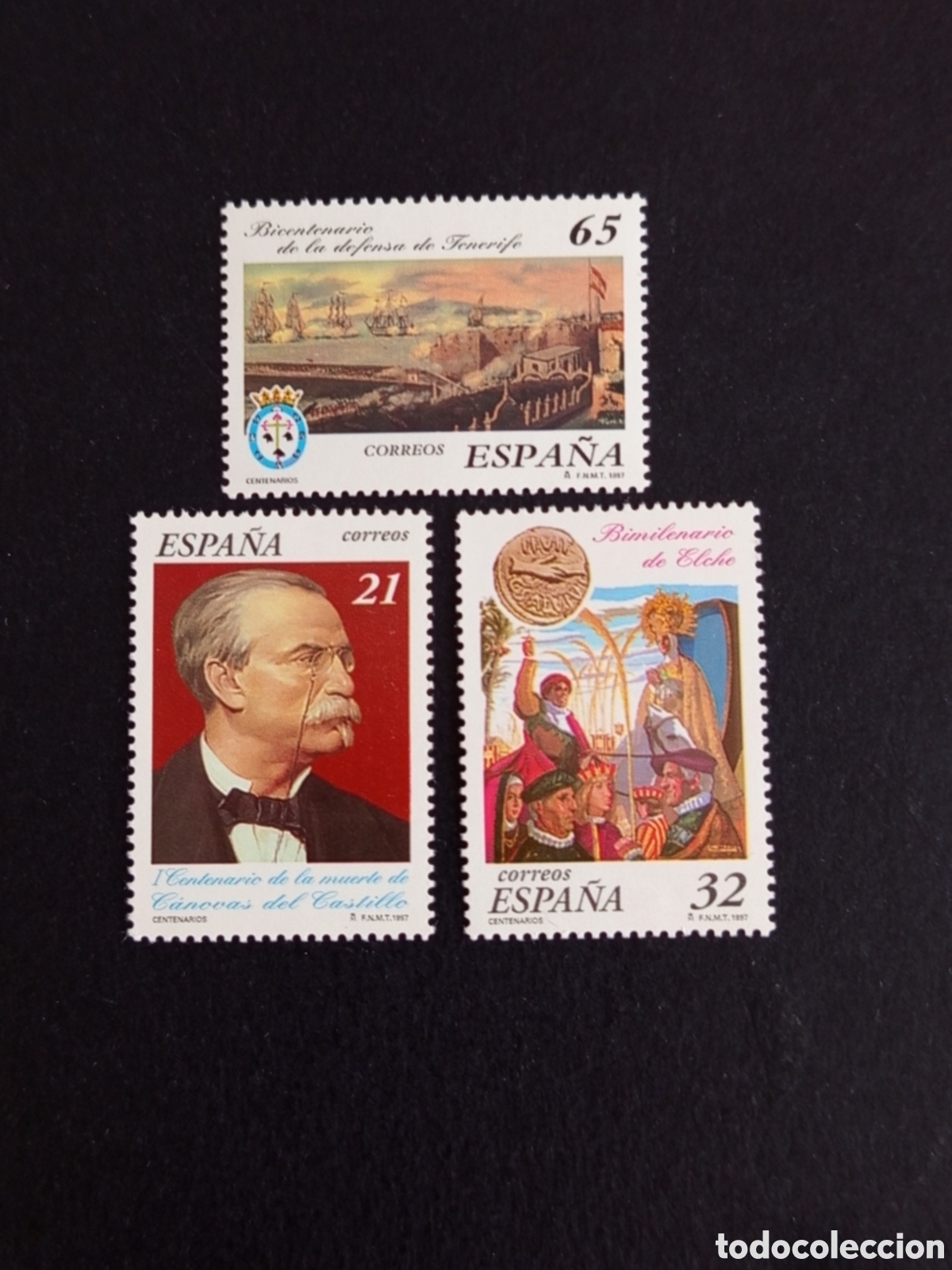 Sellos: Espa&ntilde;a, 1997. Centenarios. Edifil 3498/3500. Pedido m&iacute;nimo 3 &euro;. Ver fotos . Serie completa