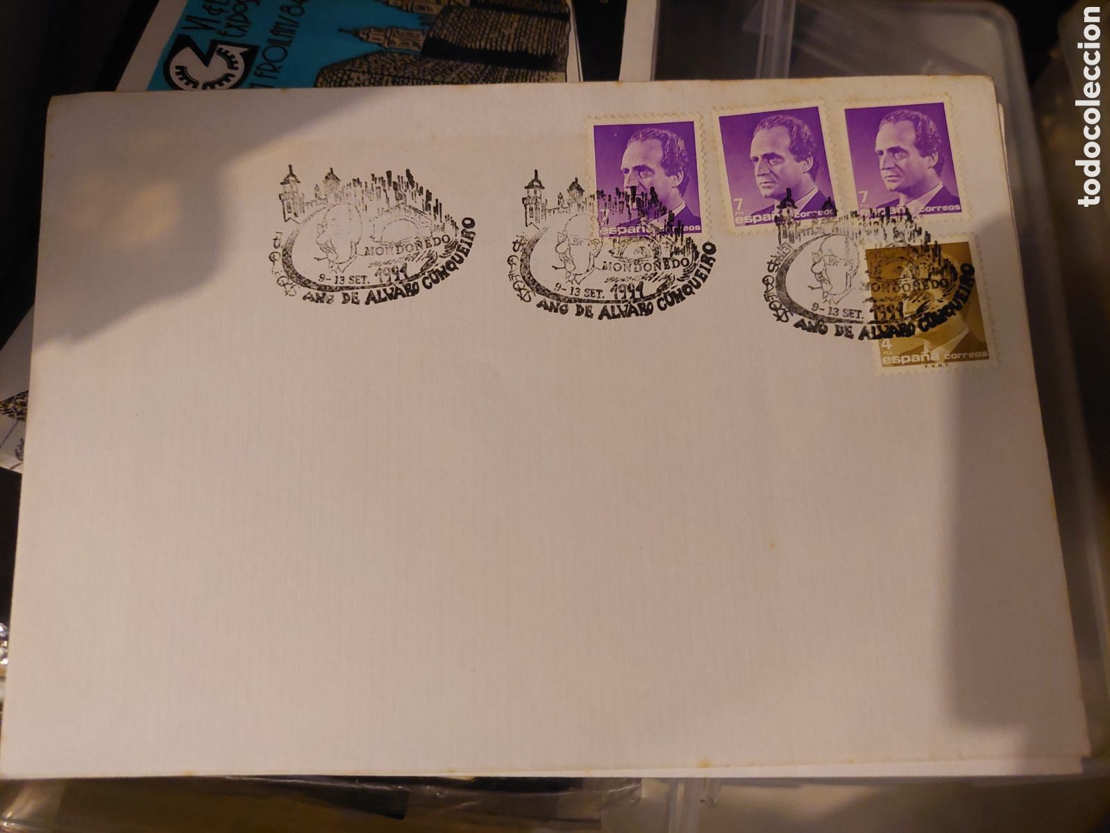 Sellos: ALVARO CUNQUEIRO MATASELLO 1991 MONDO&Ntilde;EDO