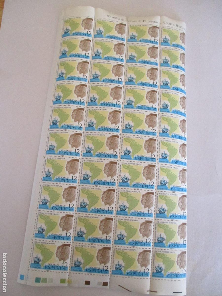 Sellos: 40 SELLOS NUEVOS DE 12 - VIAJE A HISPANOAM&Eacute;RICA DE LOS REYES DE ESPA&Ntilde;A