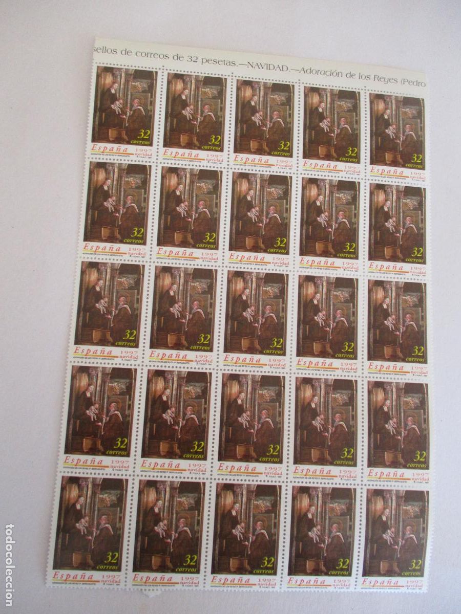 Sellos: 25 SELLOS NUEVOS DE 32 - ADORACI&Oacute;N DE LOS REYES P. BERRUGUETE- 1997