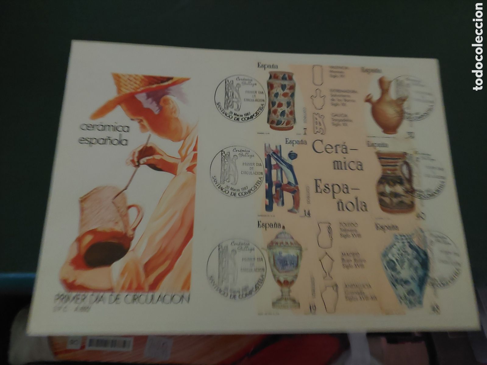 Sellos: SANTIAGO COMPOSTELA MATASELLO 1987 edifil 2891/96 CER&Aacute;MICA espa&ntilde;ola matasello Santiago compostela