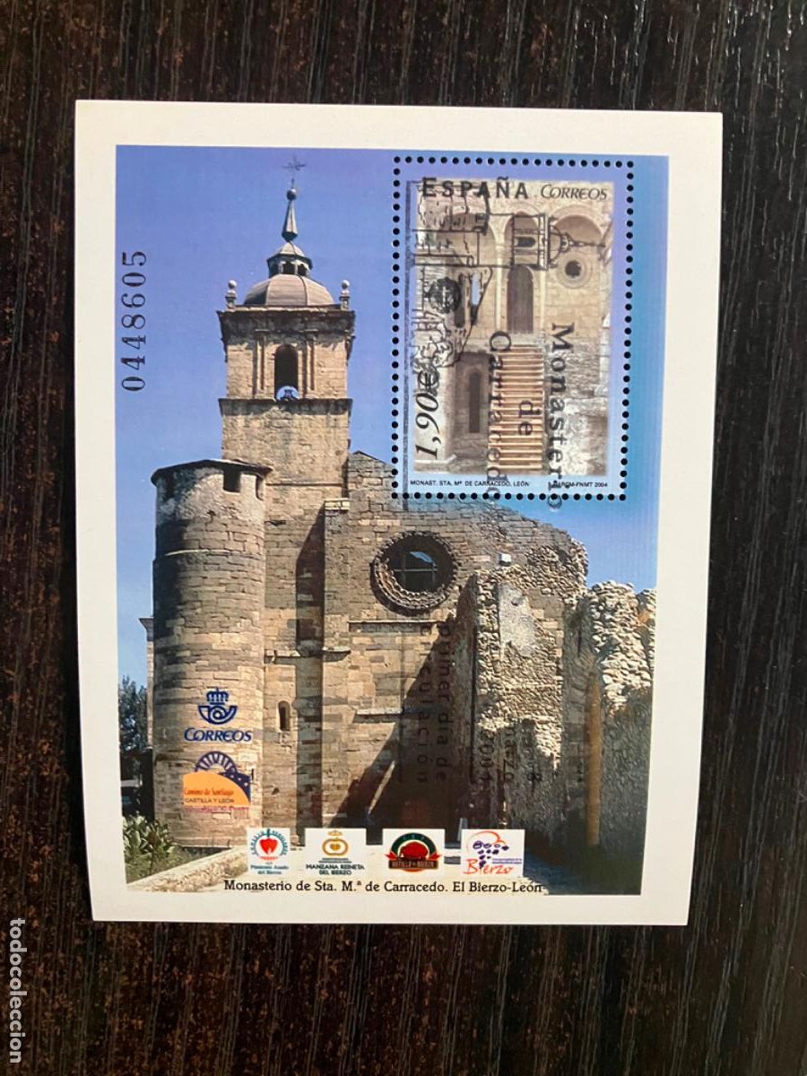 Sellos: Monasterio Carracedo - HB Hojita bloque 2004 - Usada matasellos primer d&iacute;a - Edifil 4069
