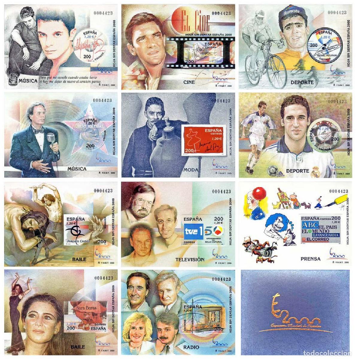 Sellos: Exposici&oacute;n Mundial de Filatelia &rdquo;Espa&ntilde;a 2000&rdquo; | Edifil 3756-66 (SIN DENTAR), MNH ** [en sobre]