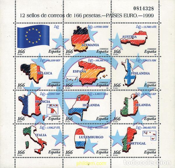 Sellos: 85667 MNH ESPA&Ntilde;A 1999 PAISES DEL EURO
