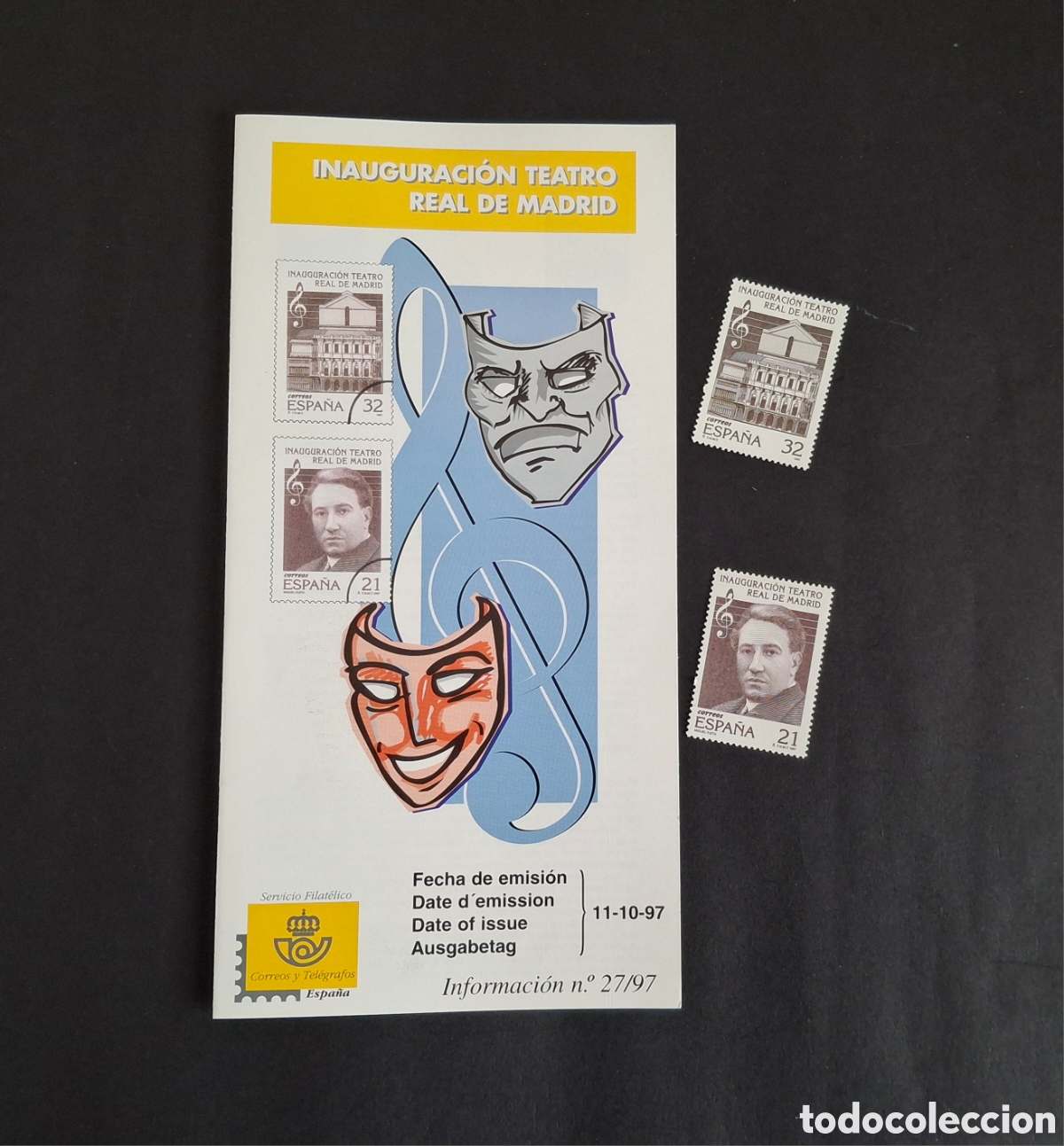 Sellos: SELLOS MNH INAUGURACI&Oacute;N TEATRO REAL DE MADRID, 1997, M&Aacute;S FOLLETO