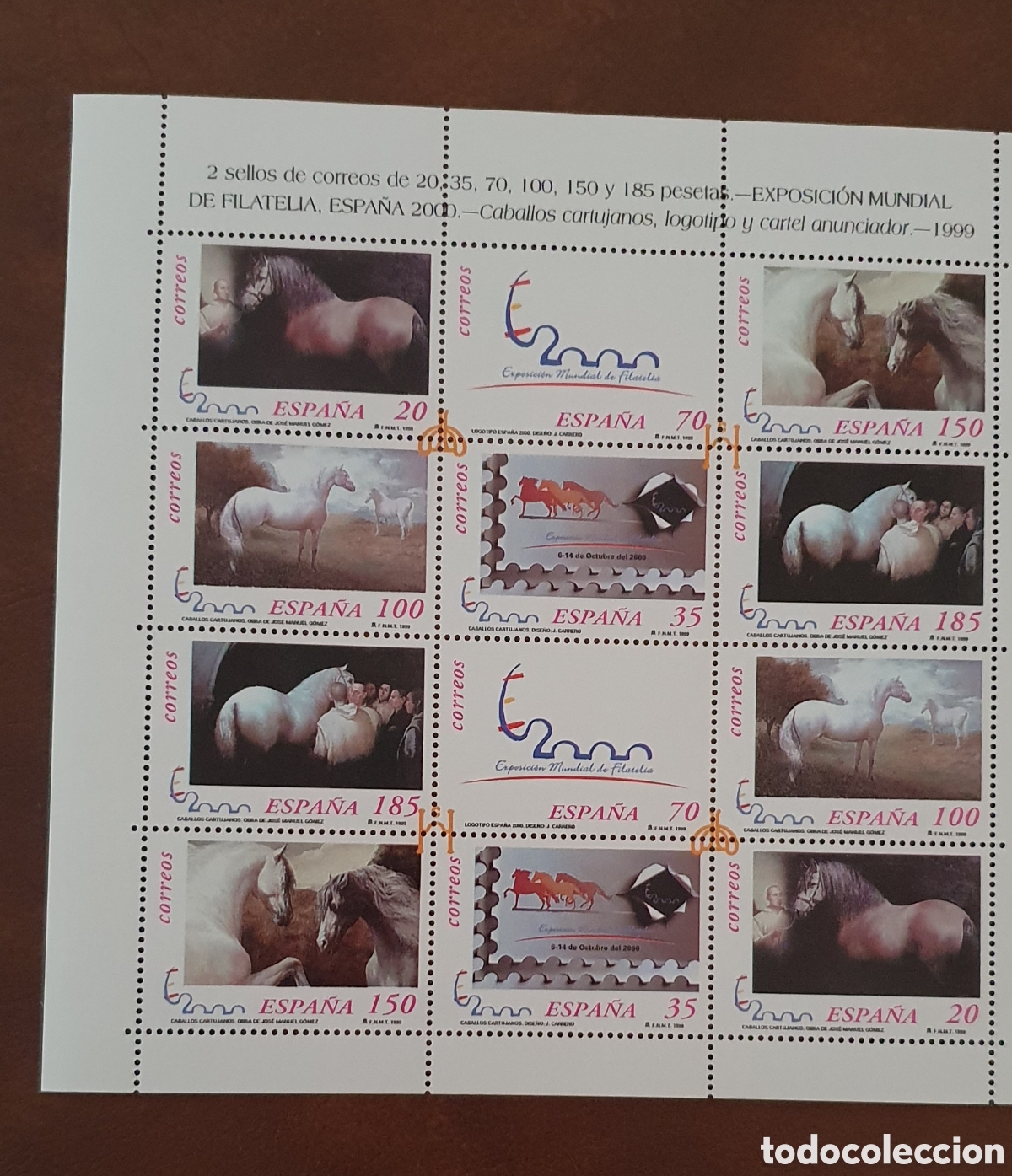 Sellos: Caballos cartujanos 1999. Edifil 3679 a 3684