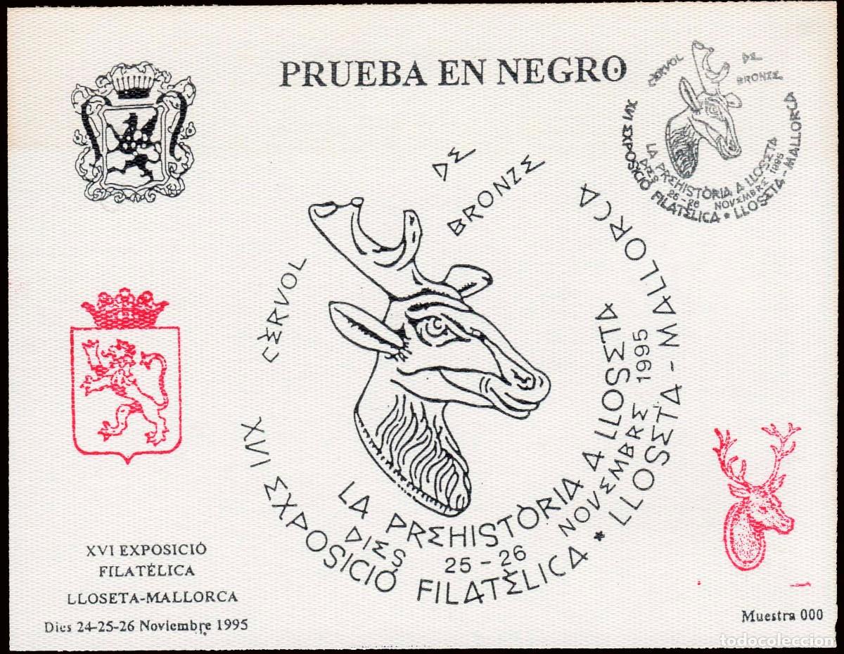 Selos: Baleares - Varios - Prueba en negro del matasello &rdquo;La Prehistoria a Lloseta&rdquo; &rdquo;Muestra 000&rdquo;