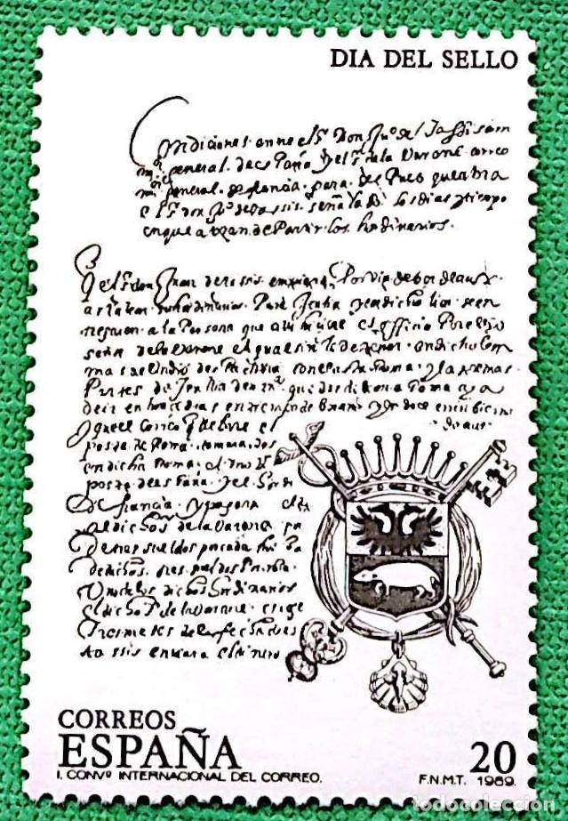 Sellos: Espa&ntilde;a. 2999 D&iacute;a del Sello: Escudo del primer Conde de Villamediana. 1989. Sellos nuevos y numeraci&oacute;