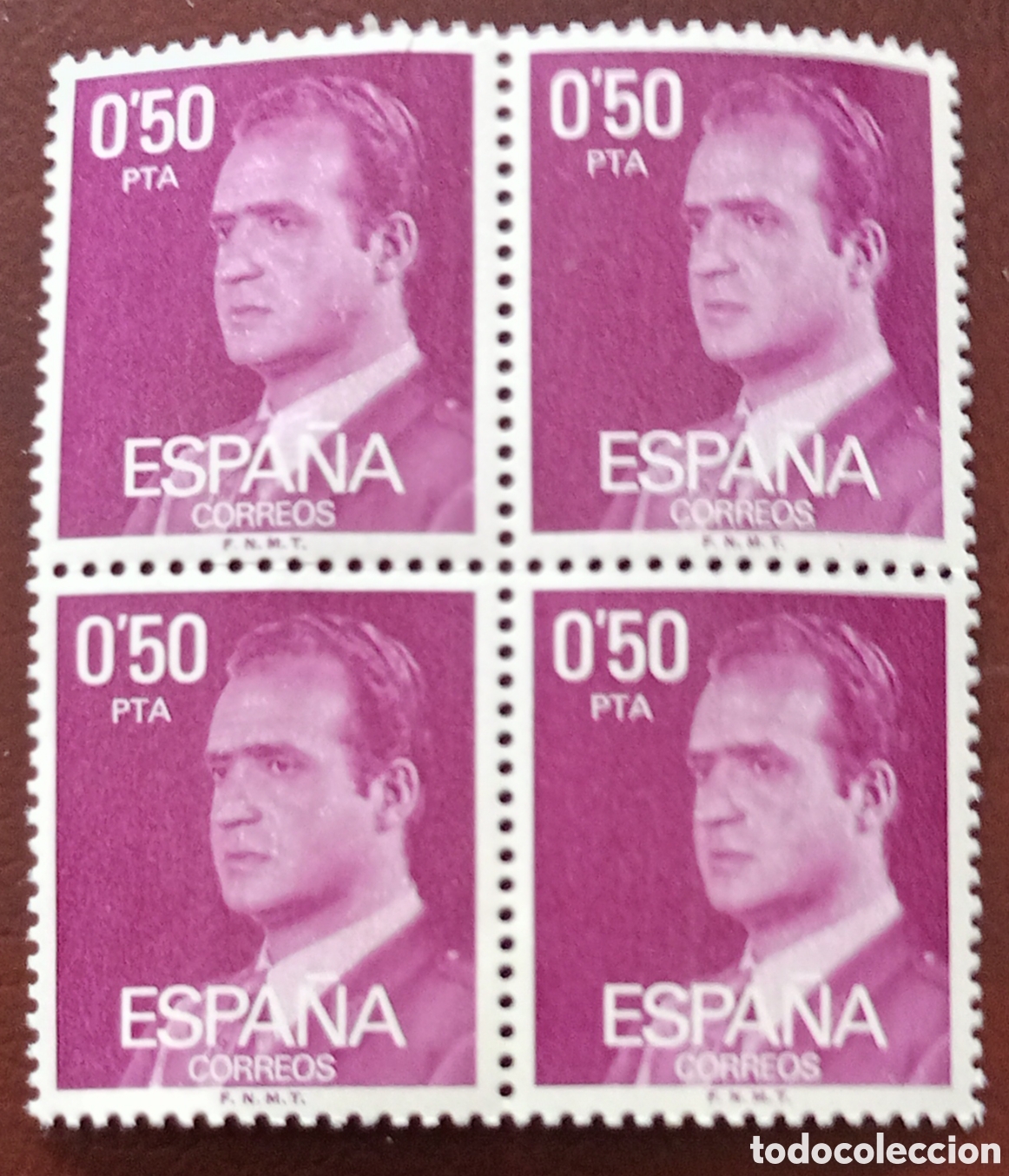Sellos: Espa&ntilde;a 1977 - S. M. Don Juan Carlos I - Edifil 2389, 0,50 p. lila - Nuevo sin fij. bloq. 4