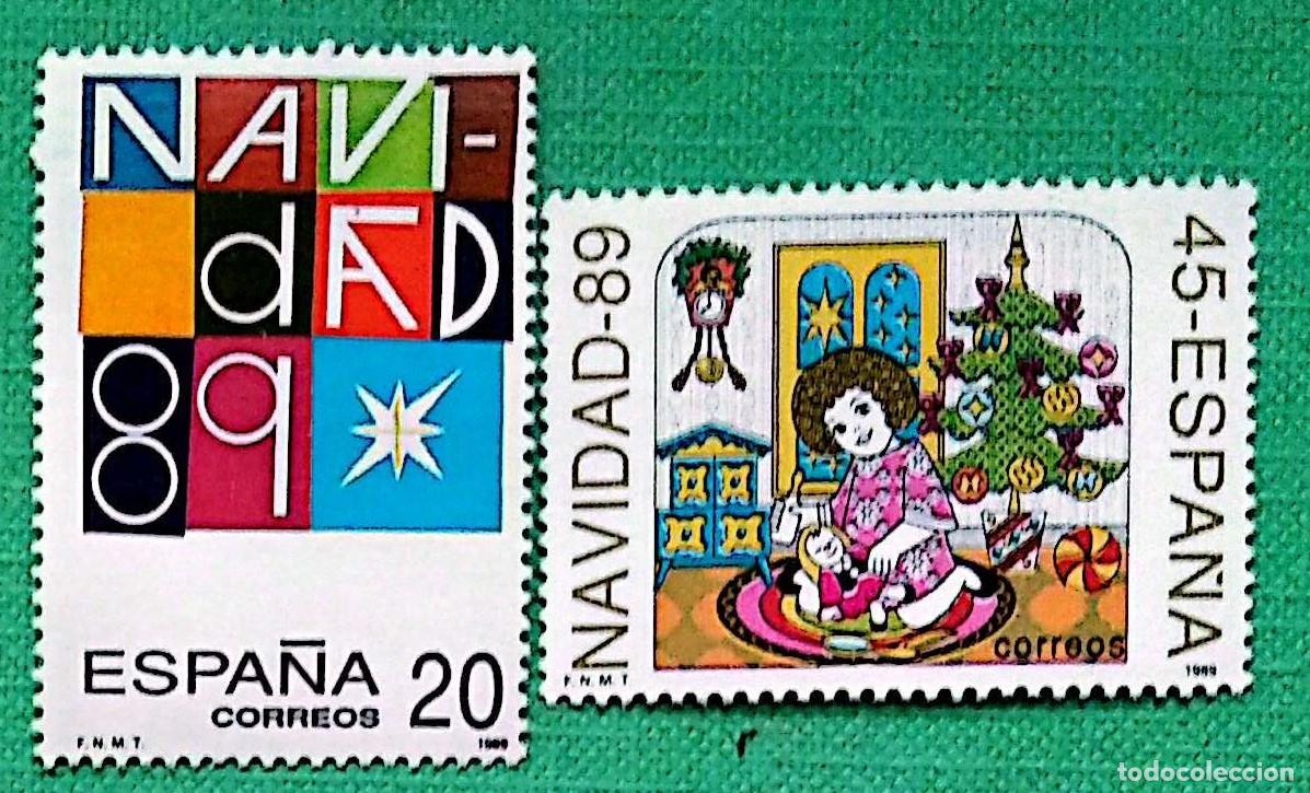 Sellos: Espa&ntilde;a. 3036/37 Navidad: Escena infantil. 1989. Sellos nuevos y numeraci&oacute;n Edifil