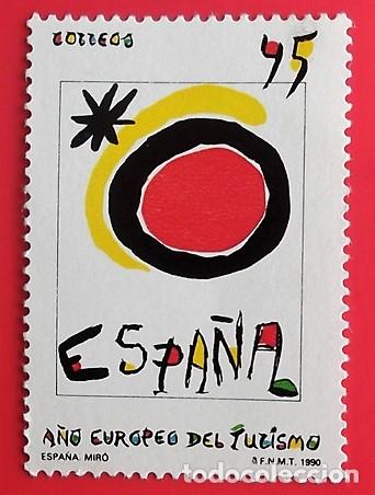 Sellos: Espa&ntilde;a. 3091 A&ntilde;o Europeo del Turismo: S&iacute;mbolo del Turismo espa&ntilde;ol, creado por Joan Mir&oacute;. 1990. Sell