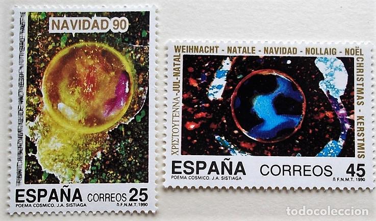 Sellos: Espa&ntilde;a. 3084/85 Navidad: Poema c&oacute;smico. 1990. Sellos nuevos y numeraci&oacute;n Edifil